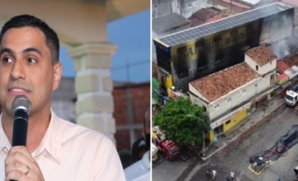 Prefeito Ricardo Mascarenhas lamenta incndio que atingiu centro comercial de Itaberaba e promete apoio aos lojistas